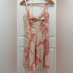 Ralph Lauren linen silk lined pink cream floral blue label dress $398 MSRP